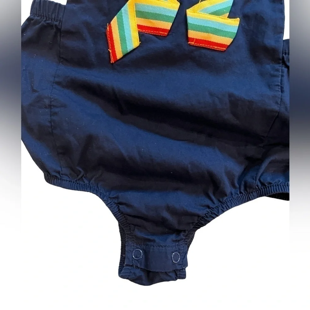 First Impressions 18m Navy bathing suit onesie with bow appliqué, snap bottom